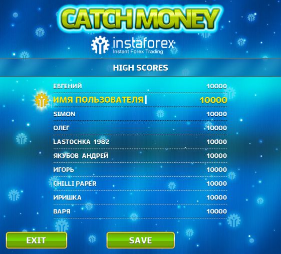 Страница Рейтинг для игры Catch Money