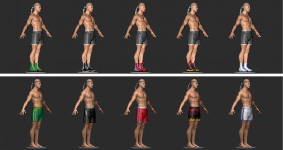 Разная одежда боксеров для второй версии игры Тайский бокс (ZBrush)